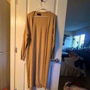 Long Camel Colored Duster Cardigan